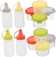 GANAZONO 1Set Mini Squeeze Condiment Bottles Transparent Seasoning Containers for Salad Dressings Sauces and Spices Reusable Squeeze Bottles Assorted Shapes