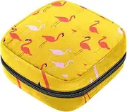 Period Bag,Sanitary Napkin Storage Bag,Flamingo on Yellow Background,Tampon Bag for Purse