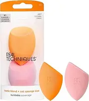 Real Techniques Iconic Blend + Set Sponge Duo, Orange & Pink, 124g (Pack of 1)