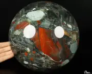 7.7" African Bloodstone Hand Carved Crystal Ball/Sphere, Crystal Healing