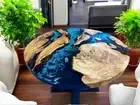 Ocean Wave Epoxy Resin Coffee Tea Table Top Resin Modern Art Acacia Wooden Table