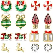 [Tatuo] 8 Pairs Christmas Charm Stud Earrings Set, Holiday Earrings Christmas Earring for Women Girls