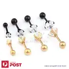 1Pair Ear Studs Earrings Zirconia Surgical Steel Ball Stopper Piercing Jewellery