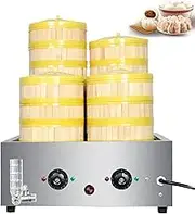 4-Hole Electric Steamed Buns Machine, Commercial Food Bread Buns Steaming Steamer, 30-110℃ Temperature, Dry Boiling Alarm for Home Store Buffet Restaurant,4 Holes