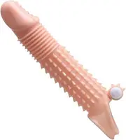 Vibrating Penis Sleeve Male Reusable Penis Rings Extender Enlarger Sleeve Bigger Girth Enhancer for Men Adult Sex Toys