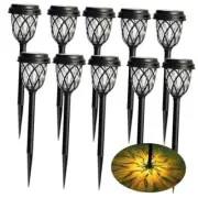 Solar Powered Pathway Lights Outdoor, 10 Pack 17 Inch LED Warm White Night