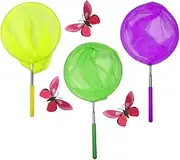 Ai-OUMLEEF Telescopic Bug Net,3 Pcs Telescopic Butterfly Fishing Net,Outdoor Catching Butterfly Net Fishing Net,Colorful Butterfly Nets,Garden Insect Bird Net,for Catching Bugs Fish Insect Ladybird