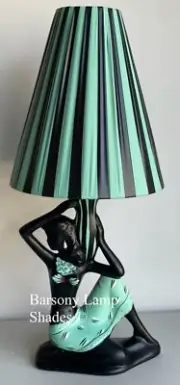 PLASTIC RIBBON TEA & BLACK STRIPED LAMPSHADE for MEDIUM SIZE BARSONY LADY LAMP