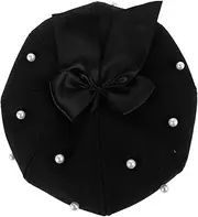 [BESTYASH] Women Knitted Beret Hat with Ponytail Hole Classic French Style Cap Beanie for Women Men Girls Boys Newsboy Cap for Halloween Artist Costume Black