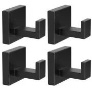 4 Pack Robe Towel Hooks for Bathrooms Matte Black Coat Hooks for Hanging Stai...