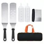 6Pcs/Set Grill Spatula Scraper Kit Stainless Steel for Outdoor Barbecue Hot