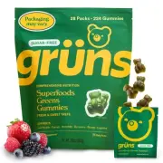 Gruns Adult Sugar-Free Super Greens Gummies, Superfood Gummy Bears with Spiru...