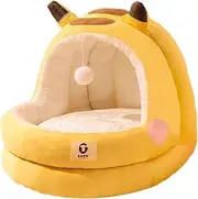 yuksok Cat Bed for Indoor Cats Kitten Bed Cozy Sleeping with Removable Cushion Snooze Semi Closed Cat Nest for Kitten Puppy Cats Dog, L