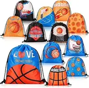 12PCS Basketball Drawstring Bags Party Favor Bags,12 Styles Sports Drawstring Backpack Basketball Gift Bags,Basketball Goodie Bags Drawstring Cinch Bags Basketball Bags for Party Gym Kids Team Workout