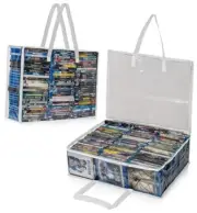 Blu Ray Case Holder Organizer, Set of 2 Clear Plastic Bags with Handles White