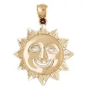 14K Gold Smiling Sun Pendant