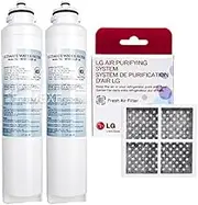(2 Pack) LG M7251242F-06, M7251242FR-06, ADQ32617703 Inline Water Filter with LG Air Filter LT120F