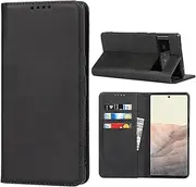 [Cavor] for Google Pixel 6 Pro Case, Pixel 6Pro Cowhide Pattern PU Leather Cases Flip Magnetic Kickstand Book Wallet Cover Phone Case with Card Slots(6.7") -Black