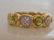 2.20 Ct Round Cut Simulated Peridot Band Wedding Ring 14K Yellow Gold Plated