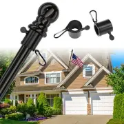 Black Flag Pole for Outside House，6ft 1 inch Diameter Tangle Free Stainle