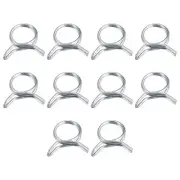 Double Wire Spring Hose Clamp, 10pcs 65Mn Steel 11mm Spring Clips, Silver Tone