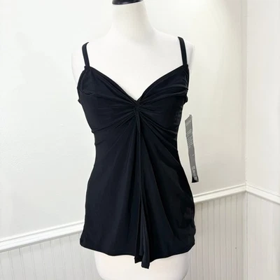 Miraclesuit Size 8 Tankini Swim Top NEW Love Knot Style Black Underwire Stretch