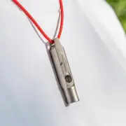 Titanium Emergency Survival Safety Gear Signal Whistle With Lanyard Loud Whistle