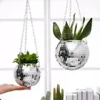 1pc Disco Ball Planter Flower Pot Chain Hanging Basket Plant Planting Pot S/M/L.