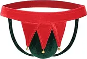 [FreeNFond] Gag Gift Chritmas Elf Thong Men G-String Mankini Underwear with Jingle Bells