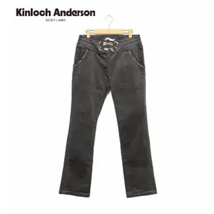 【Kinloch Anderson】氣質格紋釦飾絲絨長褲 金安德森女裝(KA0372006 深灰黑色)