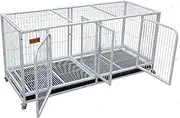 Dog Cage - Heavy Duty Dog Crate,Strong Metal Pet Kennels,Tear Resistant Square Tube with 4 Lockable Wheels and Removable Tray for Large Dogs Easy to Install(110 * 72 * 77cm)