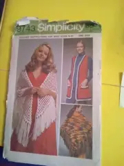 Simplicity Crochet Vest & Shawl Instructions and Patterns 9743 Vintage 1971