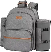 Brush Beige Picnic Backpack for 4 Person Set Portable Picnic Bag