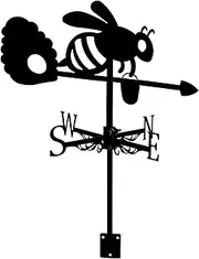 Wind vanes, Outdoor Garden Wrought Iron Roof Weather Vane Roof Decoration Weather Vanes European Style Wind Direction Indicator Kit Lawn Metal Bracket Weather Vane (Bee)