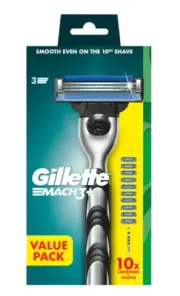 Gillette Mach3+ Value Pack Handle with 10 Cartridges