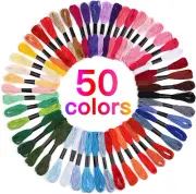50 Skeins Embroidery Floss, Rainbow Colors Friendship Bracelet String and Cross