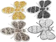 VALICLUD Unique Bee Rhinestone Iron on Patches 4pcs Glitter Adhesive Patches Fun Iron for Women's Clothing Shoes Bags