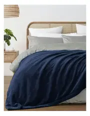 [Serene] Hudson Fleece and Sherpa Reverse Blanket in Midnight Blue