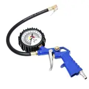 Tire Inflator with Pressure Gauge 16 Bar, 220 PSI Air Chuck Hose Blue