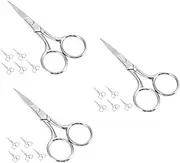 3sets Stainless Steel Small Scissors for Facial Hair Trimming Portable Eyebrow Scissors for Home Travel Convenient and Practical Grooming Tools 6pcs*3
