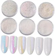 Minkissy Sequins Fine Dust Glitter Powder White Nail Art Brush Application