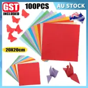 100Sheets 20x20cm Mix 50 Colour Square Origami Folding Paper DIY Crafts Tools AU