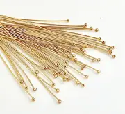 30x 26 gauge 14k gold filled ball dot head pin headpin 1.5" yellow gold F23g