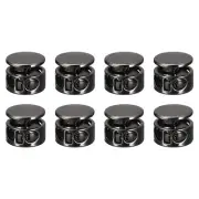 8Pcs Metal Cord Locks, 3mm Double Hole Toggle Spring Stop, Metallic Black
