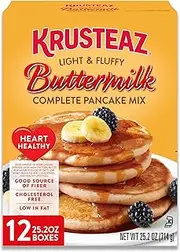 Krusteaz Heart Healthy Buttermilk Pancake and Waffle Mix, Light & Fluffy, 25.2 oz Boxes (Pack of 12)
