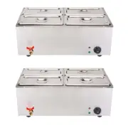 SOGA 2X Stainless Steel 4 X 1/2 GN Pan Electric Bain-Maire Food Warmer