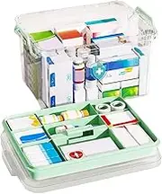 LeoLeoyy Box for Medicine Storage - Household Medicine Storage Box | Large Capacity Double Compartment Box for Home, Travel, Car, and Dorms, (Medium Size)