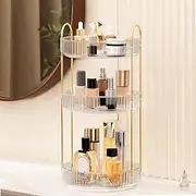 GLAMFORT Rotating Makeup Organiser, Acrylic 3 Tier Perfume Beauty Skincare Organiser, 360 Spinning Cosmetic Storage for Vanity Desk, Bedroom, Bathroom, Countertop, Clear