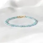 Natural Apatite Stone Dainty Bracelet Aqua Gemstone Bracelet Minimalist Handmade