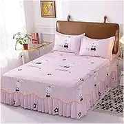 Bed Valance Skirt, Bedding Bed Skirt Valance Elegant Ruffle Lace Bed Cover Skirt Double/Single Bed Sheet Wrap Deep 180 * 220cm Soft Mattress Cover Bedspread Protector Ruffle King Size Bed Wrap Non-Sl